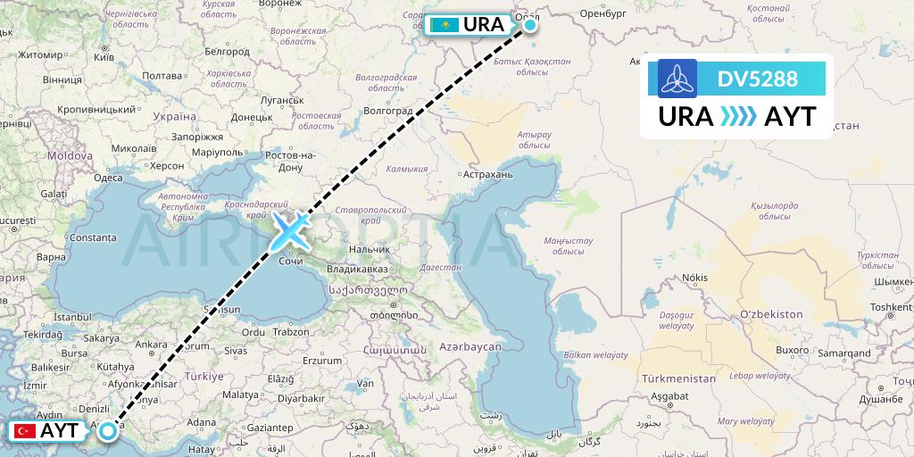 DV5288 SCAT Flight Map: Oral to Antalya