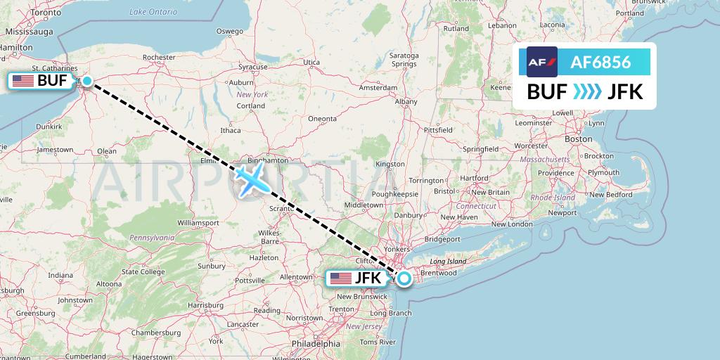AF6856 Air France Flight Map: Buffalo to New York