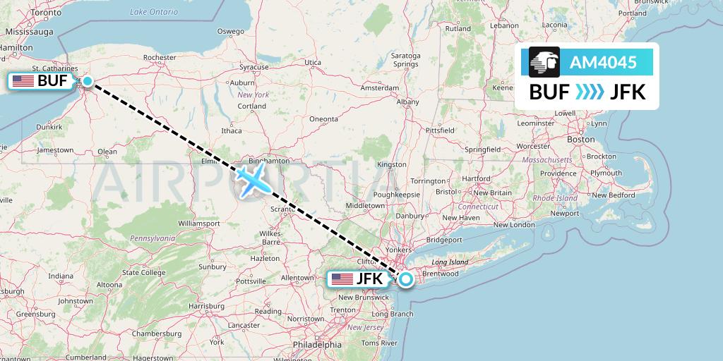 AM4045 Aeromexico Flight Map: Buffalo to New York