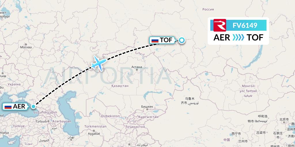FV6149 Rossiya Flight Map: Sochi to Tomsk