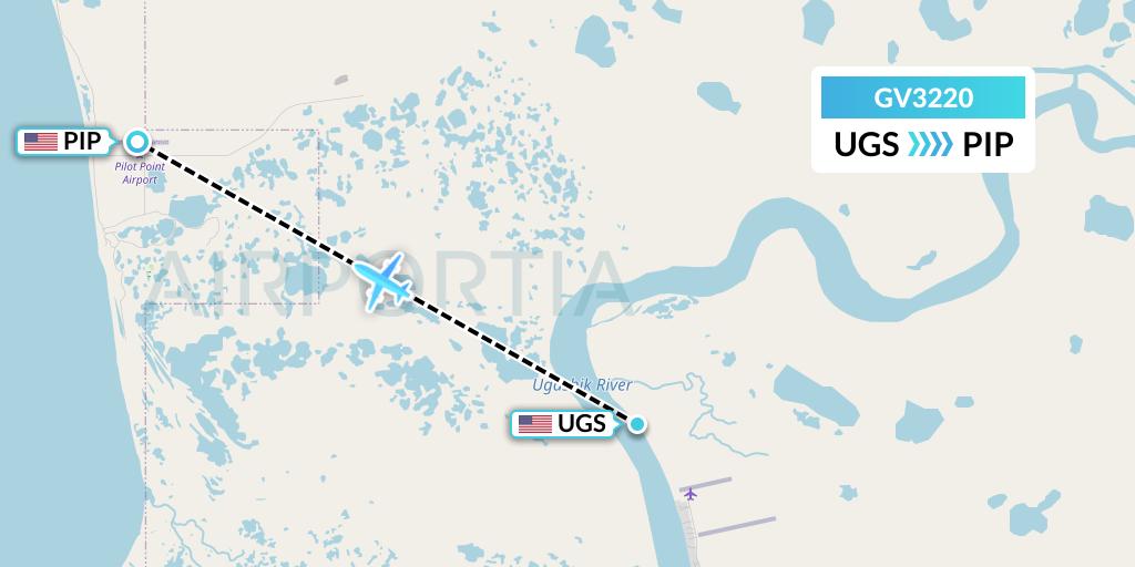 GV3220 Grant Aviation Flight Map: Ugashik to Pilot Point