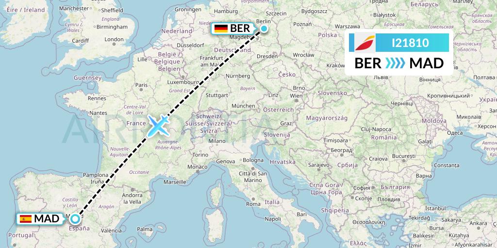 I21810 Iberia Express Flight Map: Berlin to Madrid