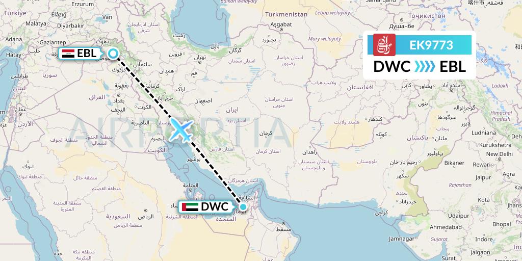 EK9773 Emirates Flight Map: Dubai to Arbil