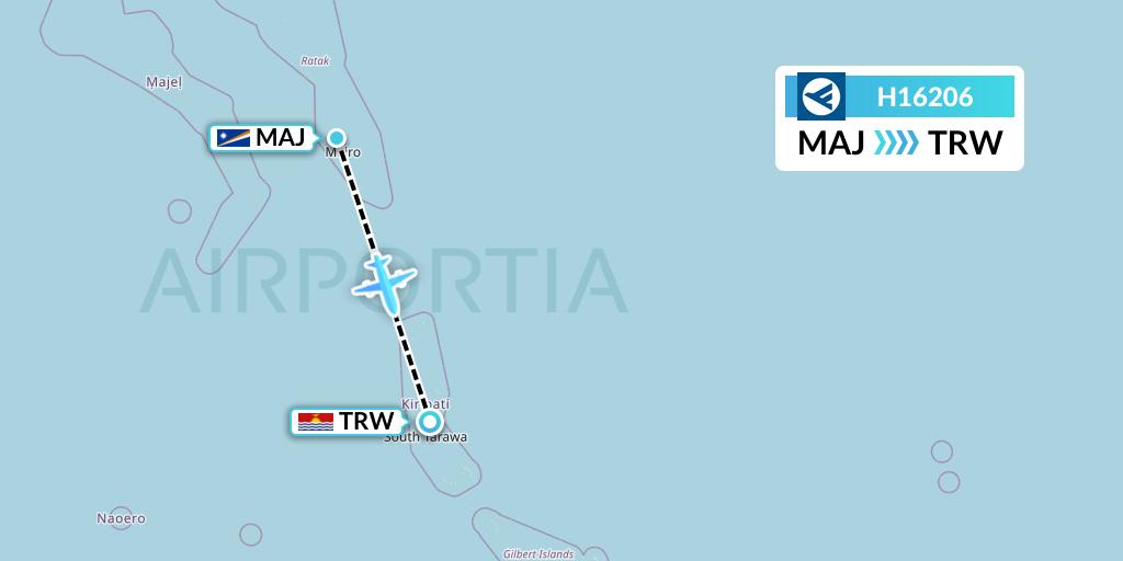 H16206 Hahn Air Systems Flight Map: Majuro to Tarawa