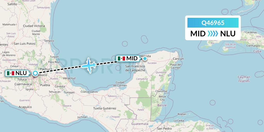 Q46965 Euroairlines Flight Map: Merida to Reyes Acozac