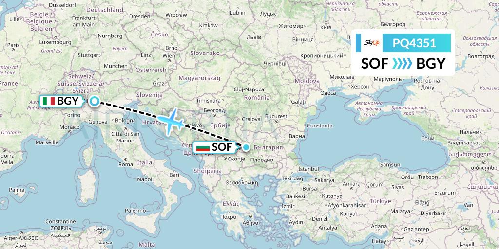 PQ4351 SkyUp Airlines Flight Map: Sofia to Milan
