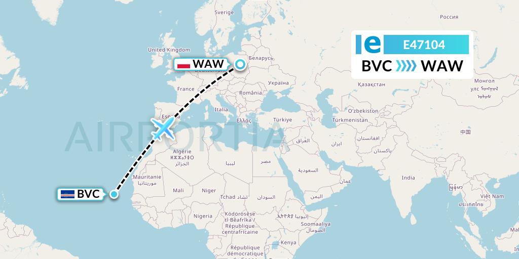E47104 Estelar Latinoamerica C.A. Flight Map: Boa Vista to Warsaw