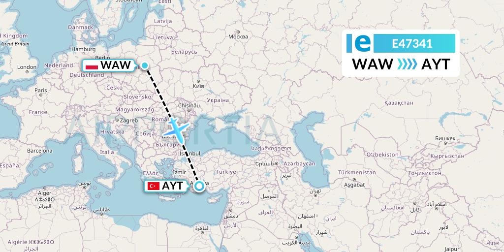E47341 Estelar Latinoamerica C.A. Flight Map: Warsaw to Antalya