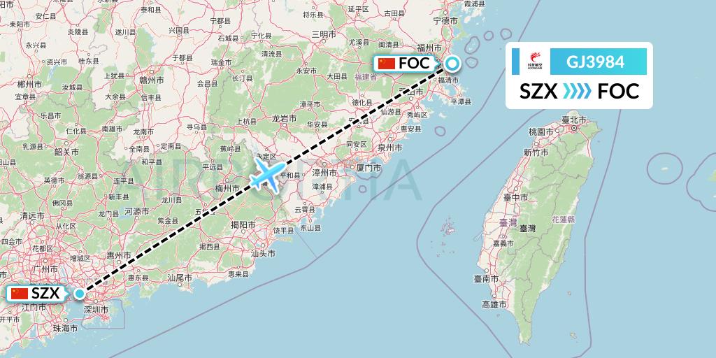 GJ3984 Loong Airlines Flight Map: Shenzhen to Fuzhou
