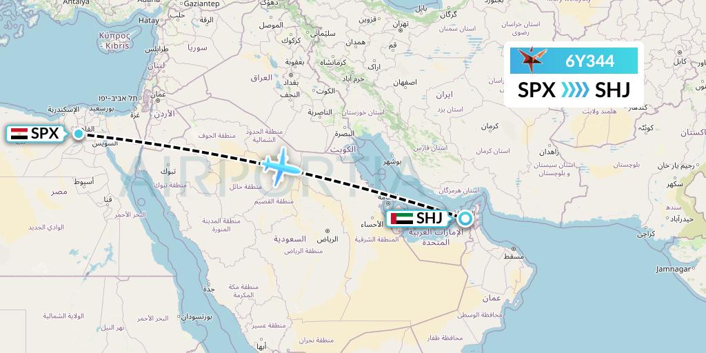 6Y344 SmartLynx Flight Map: Cairo to Sharjah
