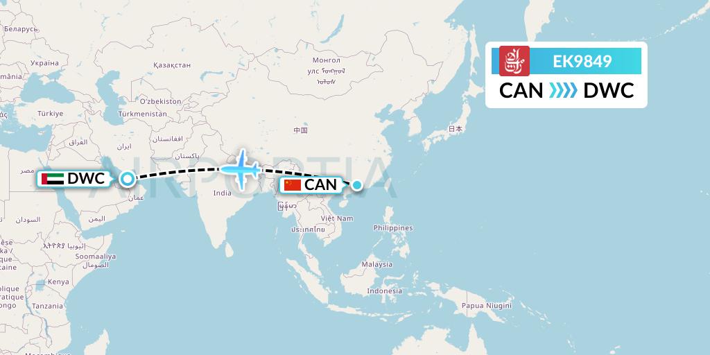 EK9849 Emirates Flight Map: Guangzhou to Dubai
