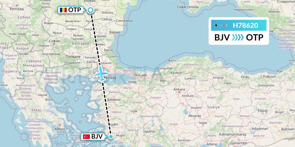 H78620 Eagle Air Flight Map: Bodrum to Bucharest