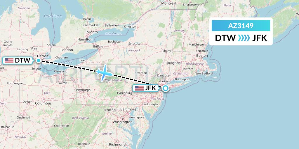 AZ3149 ITA Airways Flight Map: Detroit to New York