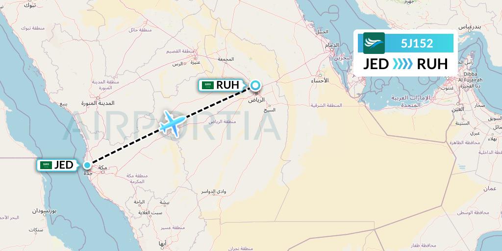 5J152 CEBU Pacific Air Flight Map: Jeddah to Riyadh