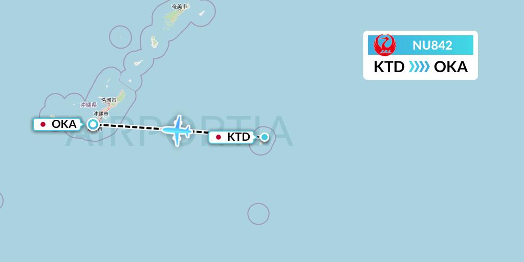 NU842 Japan Transocean Air Flight Map: Japan to Naha