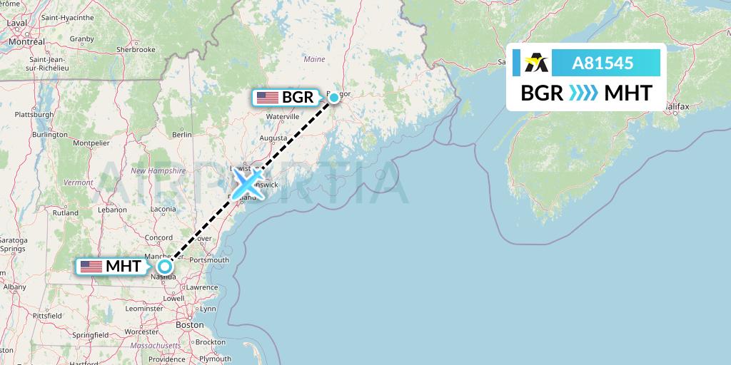 A81545 Aerolink Uganda Flight Map: Bangor to Manchester
