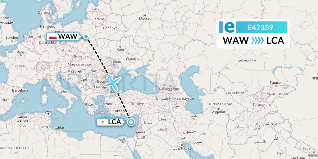 E47359 Estelar Latinoamerica C.A. Flight Map: Warsaw to Larnaca
