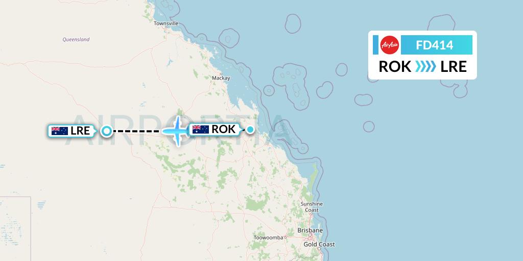 FD414 Thai AirAsia Flight Map: Rockhampton to Longreach