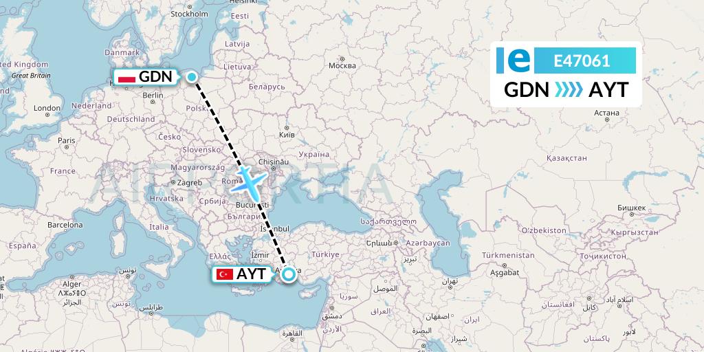 E47061 Estelar Latinoamerica C.A. Flight Map: Gdansk to Antalya