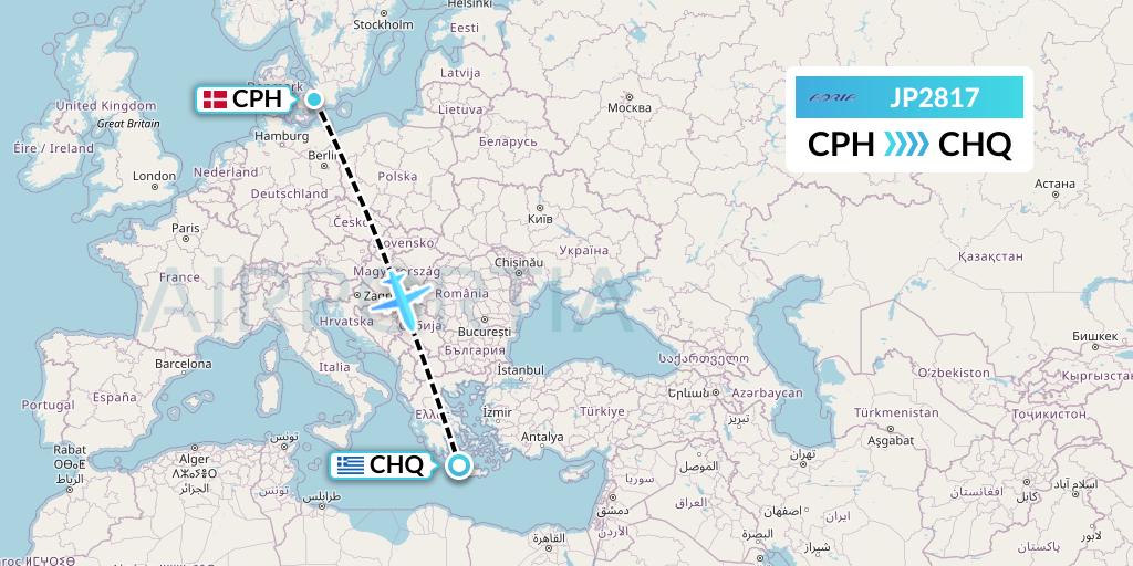 JP2817 Adria Airways Flight Map: Copenhagen to Chania