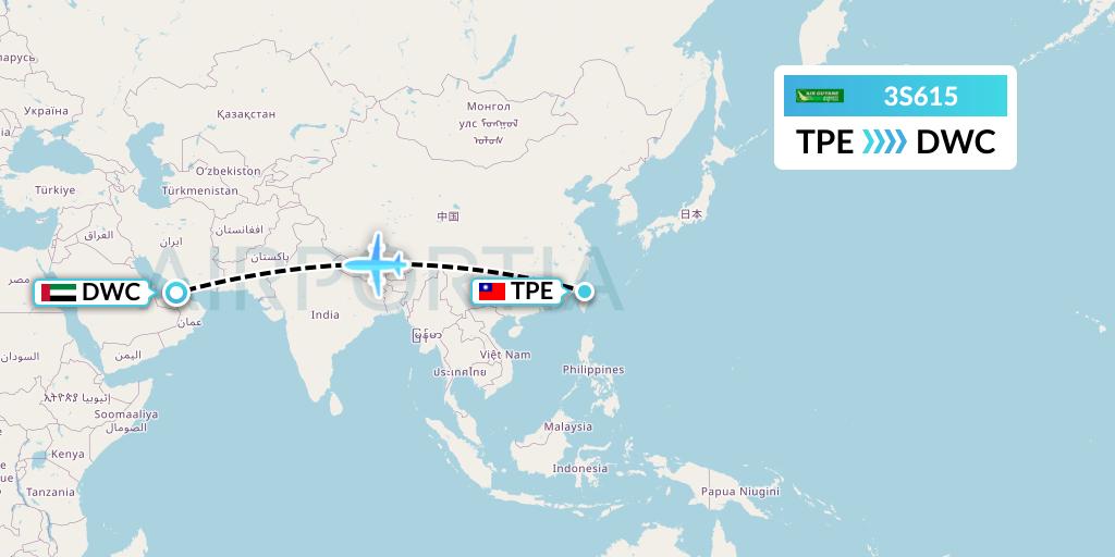 3S615 Air Antilles Express Flight Map: Taipei to Dubai