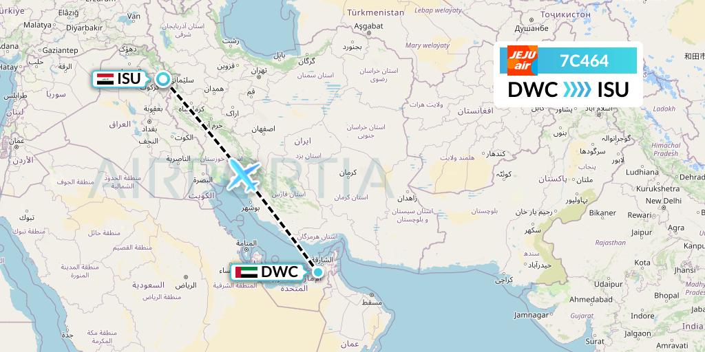 7C464 Jeju Air Flight Map: Dubai to Sulaimaniyah