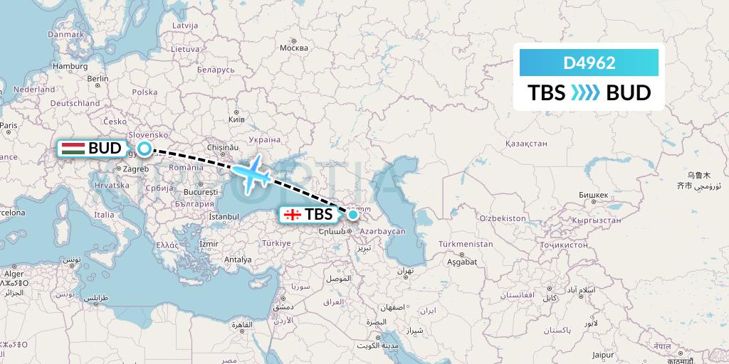 D4962 Dart Flight Map: Tbilisi to Budapest