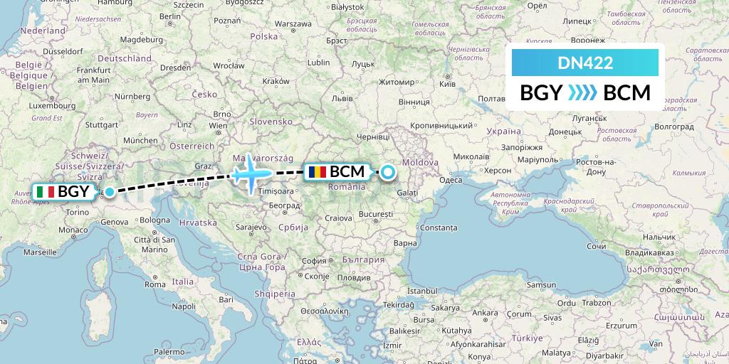 DN422 Aerodespachos de El Salvador Flight Map: Milan to Bacau