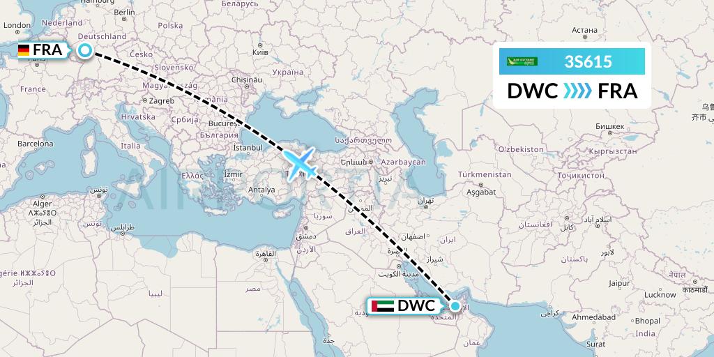 3S615 Air Antilles Express Flight Map: Dubai to Frankfurt