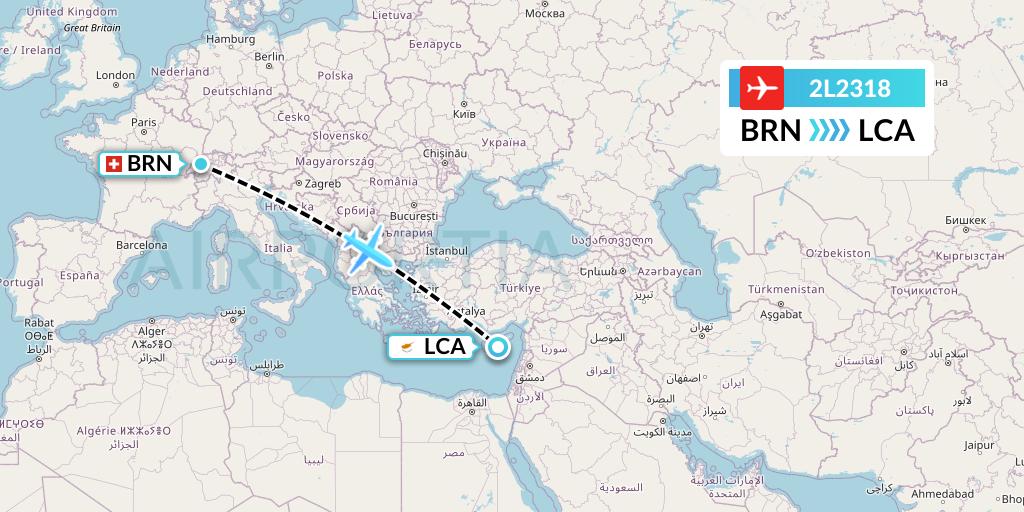 2L2318 Helvetic Airways Flight Map: Bern to Larnaca