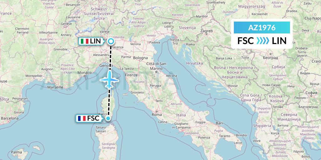 AZ1976 ITA Airways Flight Map: Figari to Milan