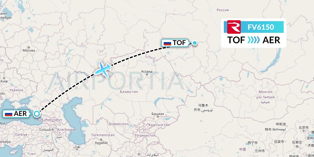 FV6150 Rossiya Flight Map: Tomsk to Sochi