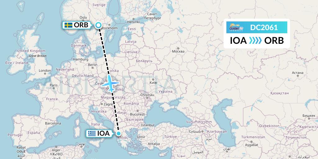 DC2061 Braathens Regional Flight Map: Ioannina to Orebro