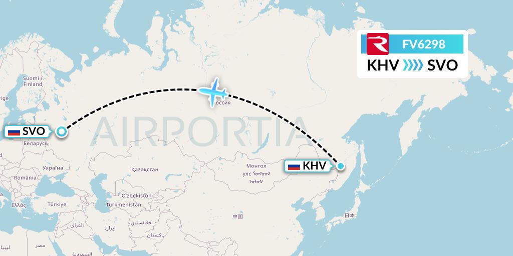FV6298 Rossiya Flight Map: Khabarovsk to Moscow