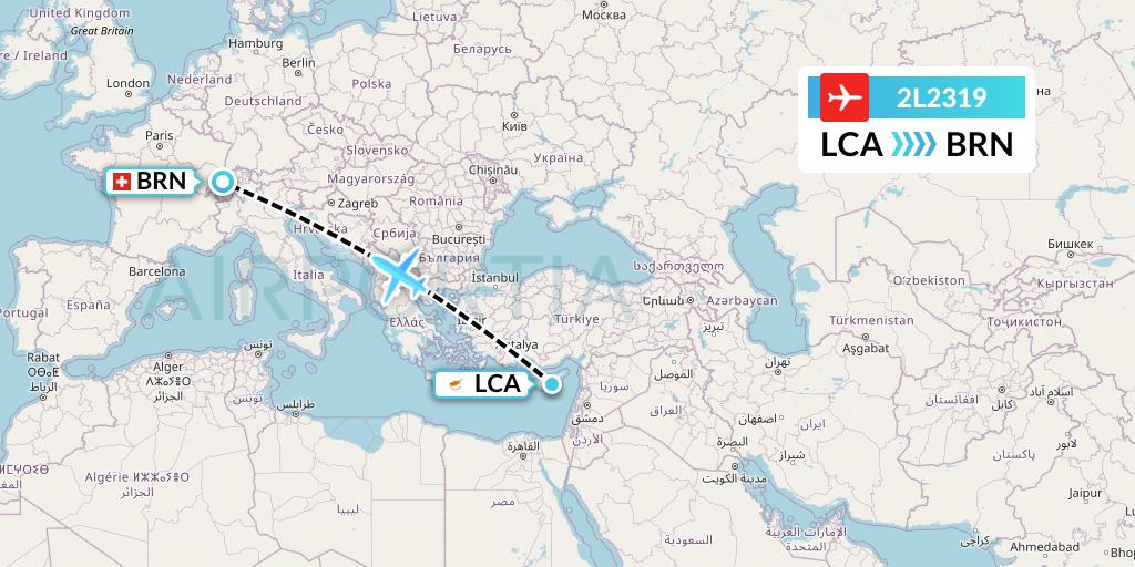 2L2319 Helvetic Airways Flight Map: Larnaca to Bern