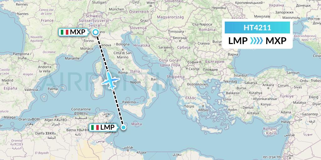 HT4211 Ningxia Cargo Airlines CO.,LTD Flight Map: Lampedusa to Milan