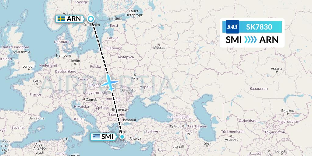 SK7830 SAS Flight Map: Samos to Stockholm
