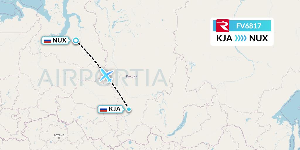 FV6817 Rossiya Flight Map: Krasnoyarsk to Novy Urengoy