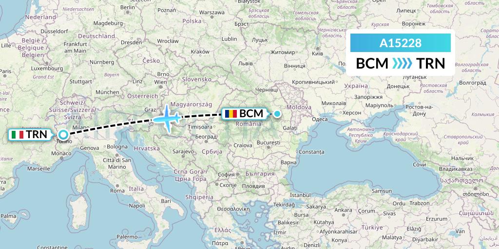 A15228 A.p.g. Distribution Systems Flight Map: Bacau to Turin