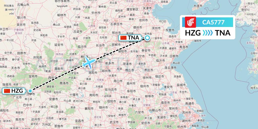 CA5777 Air China Flight Map: Hanzhong to Jinan