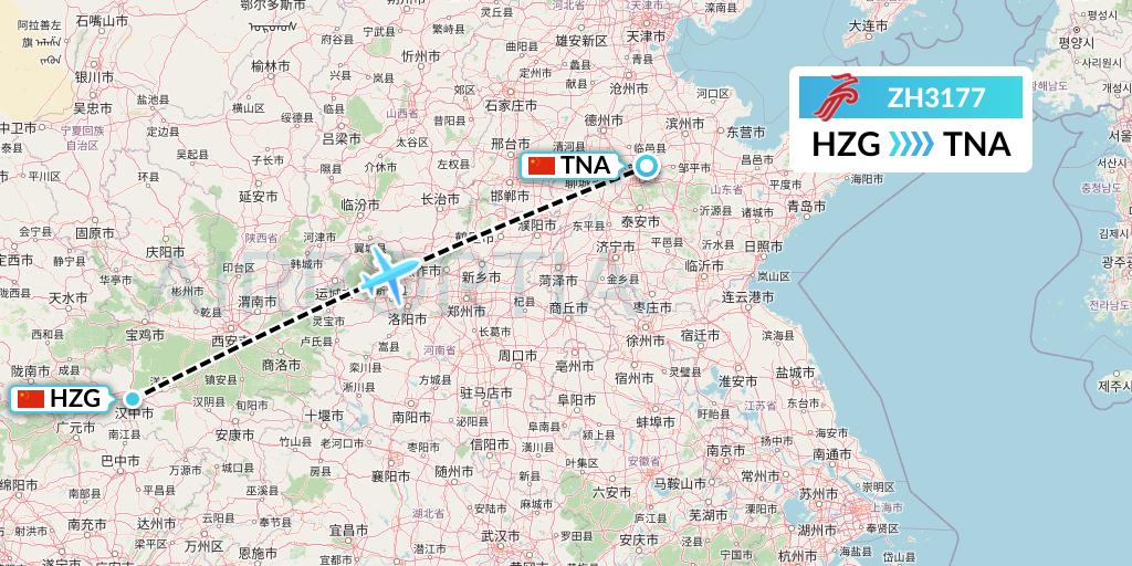 ZH3177 Shenzhen Airlines Flight Map: Hanzhong to Jinan