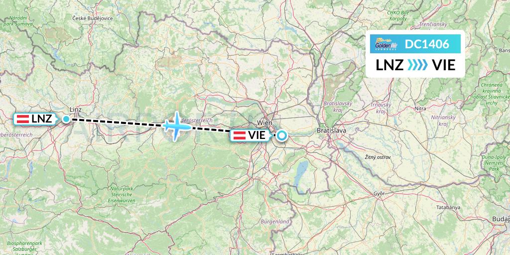 DC1406 Braathens Regional Flight Map: Linz to Vienna
