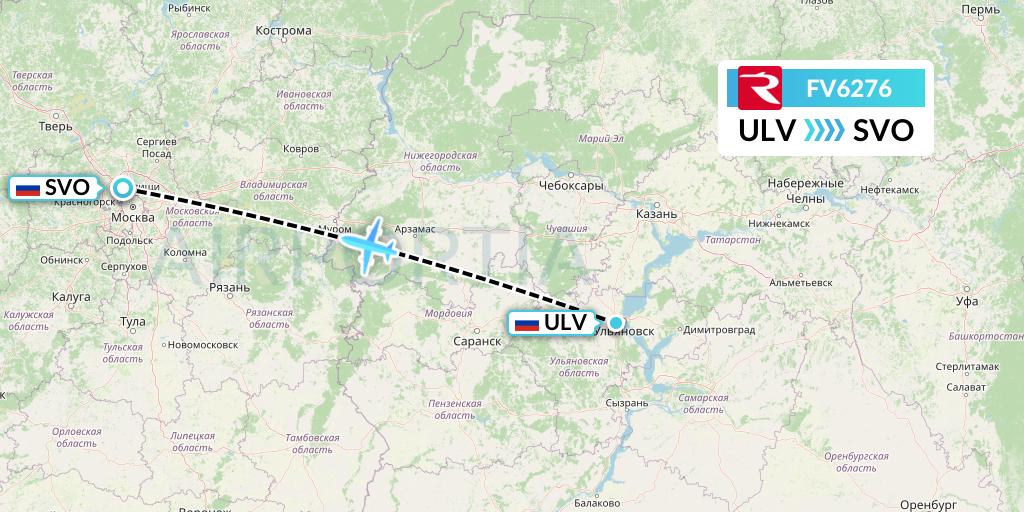 FV6276 Rossiya Flight Map: Ulyanovsk to Moscow