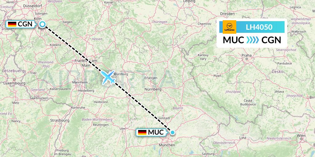 LH4050 Lufthansa Flight Map: Munich to Cologne