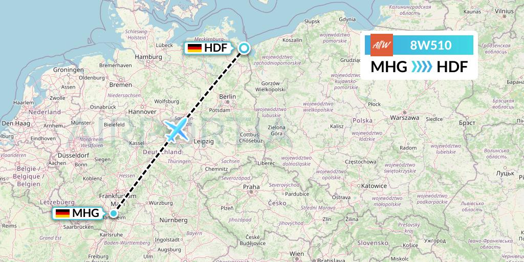 8W510 Fly AllWays Flight Map: Mannheim to Heringsdorf