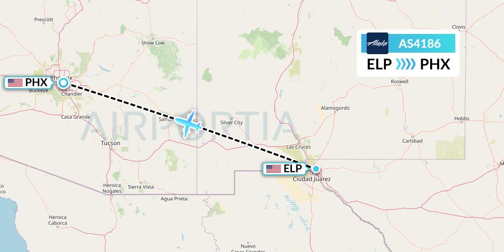 AS4186 Alaska Airlines Flight Map: El Paso to Phoenix