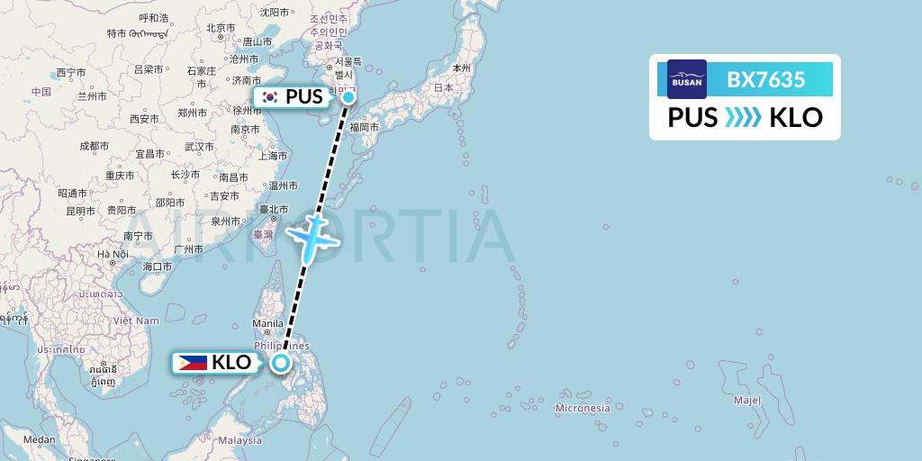 BX7635 Air Busan Flight Map: Busan to Kalibo