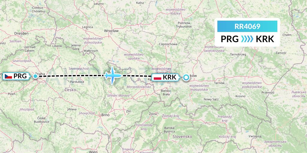 RR4069 Royal Air Force Flight Map: Prague to Krakow