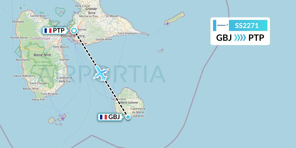 SS2271 Corsair Flight Map: Grand Bourg to Pointe-a-Pitre