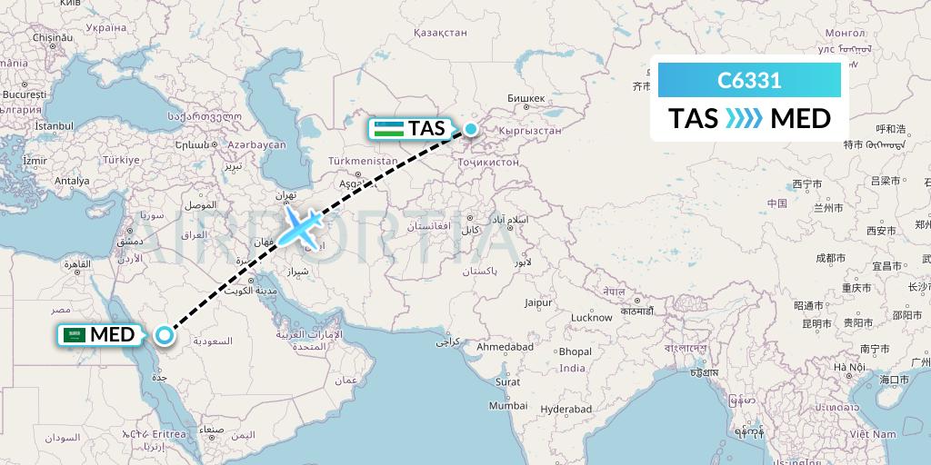 C6331 Capitol Air Express Flight Map: Tashkent to Medina